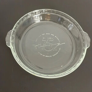 Pyrex Vintage Pie‎ Plate Dish 75th Anniversary Commemorative Clear Glass  Baking